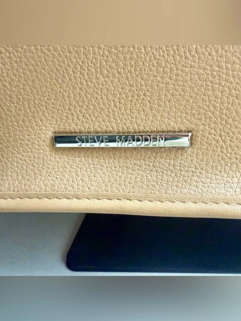 Steve Madden Beige Tote Bag with Logo Strap